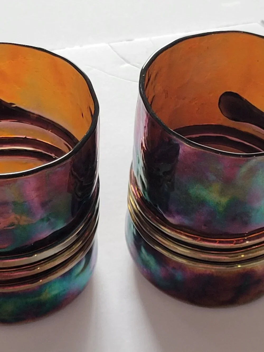 Vintage Esteban Prieto Signed Iridescent Blown Glass Tumblers Set of 4